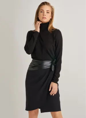 1056 Black Binded Wrap Skirt