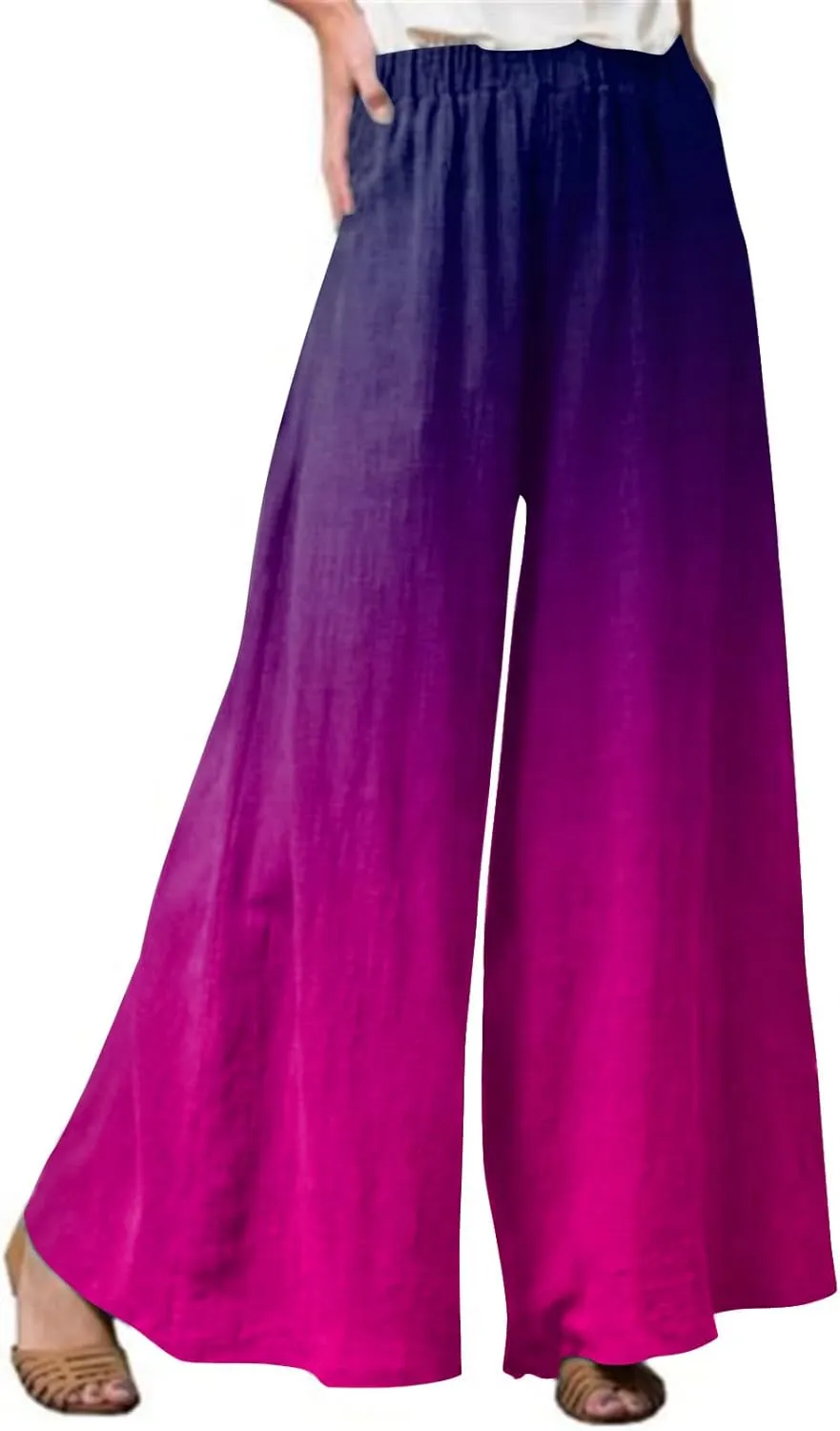 2025 Beach Vacation Drawstring Flowy Pants That Look Like Skirts- Gauze Summer Pants for Women Boho Trousers