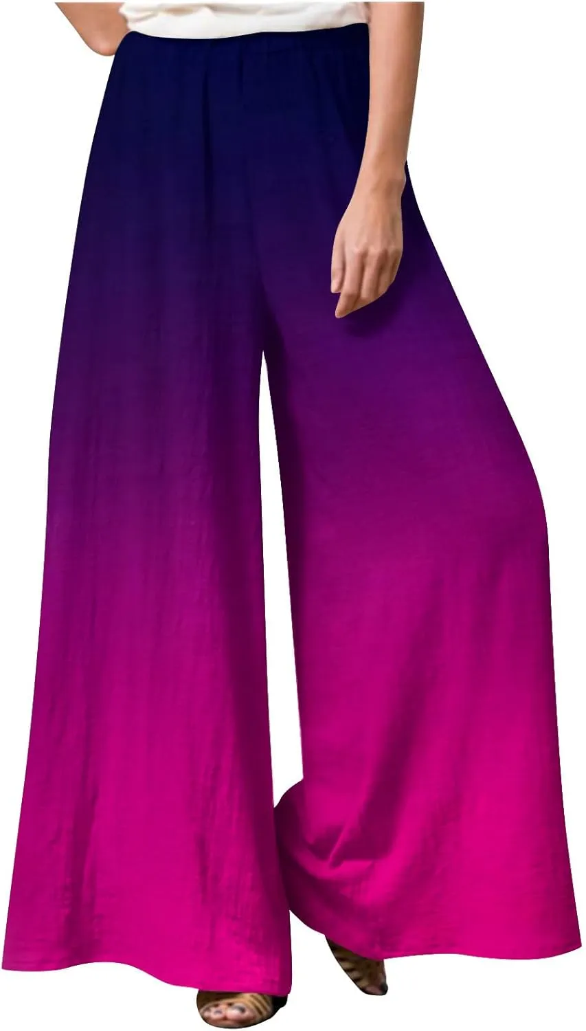 2025 Beach Vacation Drawstring Flowy Pants That Look Like Skirts- Gauze Summer Pants for Women Boho Trousers