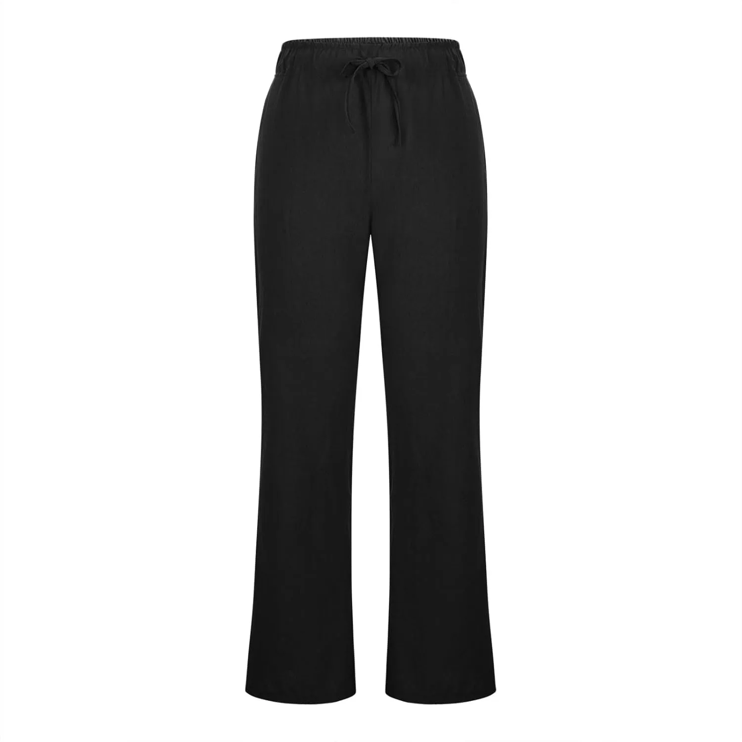 2025 Summer Linen Pants for Women Lounge Drawstring High Waist Flowy Trousers Loose Lightweight Beach Wide Leg Bottom