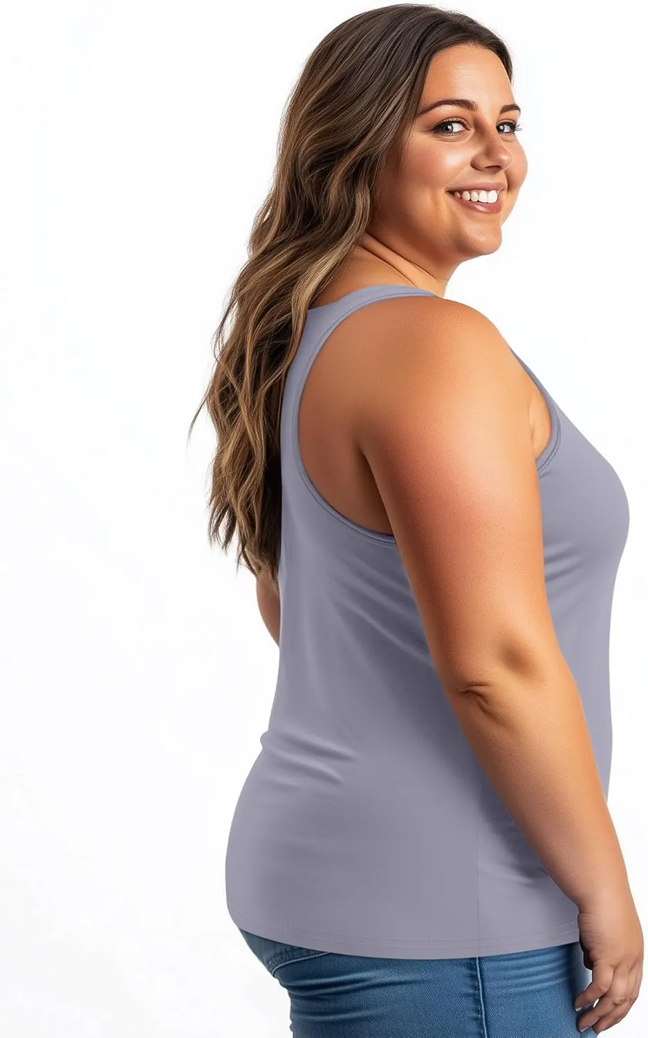 3 Pack Women's Plus Size V Neck Tank Tops Sleeveless Loose Fit Summer Tees Casual Trendy Basic T-Shirts Flat Hem