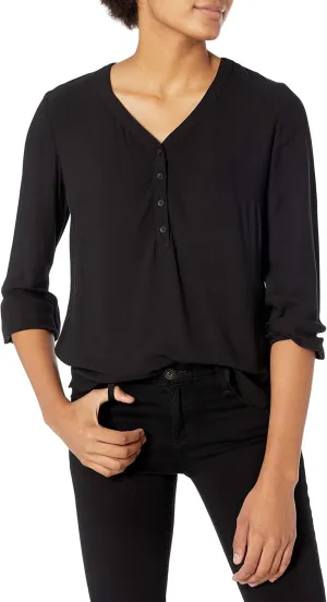 Amazon Essentials Women's 3/4 Sleeve Button Popover Shirt