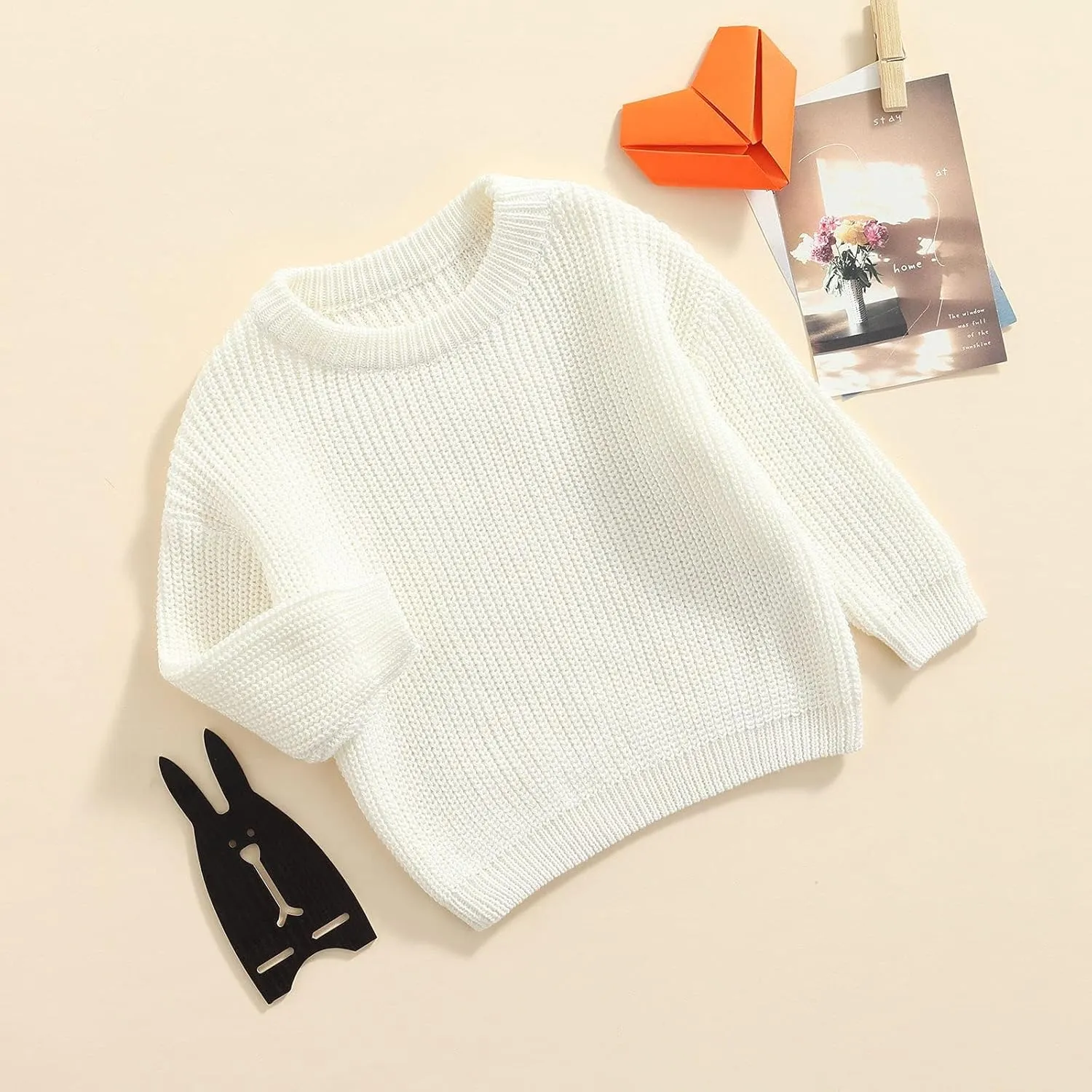 Baby Girl Boy Toddler Knit Sweater Cute Round Neck Long Sleeve Blouse Pullover Oversized Sweatshirt Warm Kids Tops