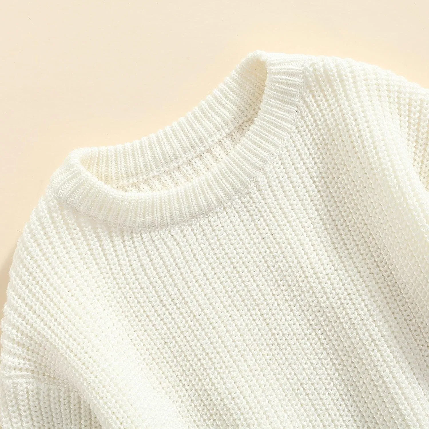 Baby Girl Boy Toddler Knit Sweater Cute Round Neck Long Sleeve Blouse Pullover Oversized Sweatshirt Warm Kids Tops