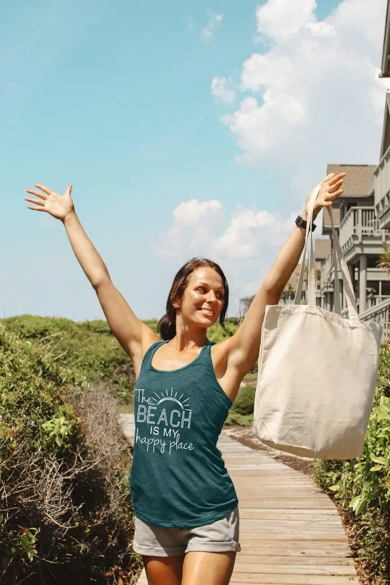BANGELY The Beach is My Happy Place Tank Tops Women Summer Beach Tank Casual Sleeveless Vacation Shirt Camis