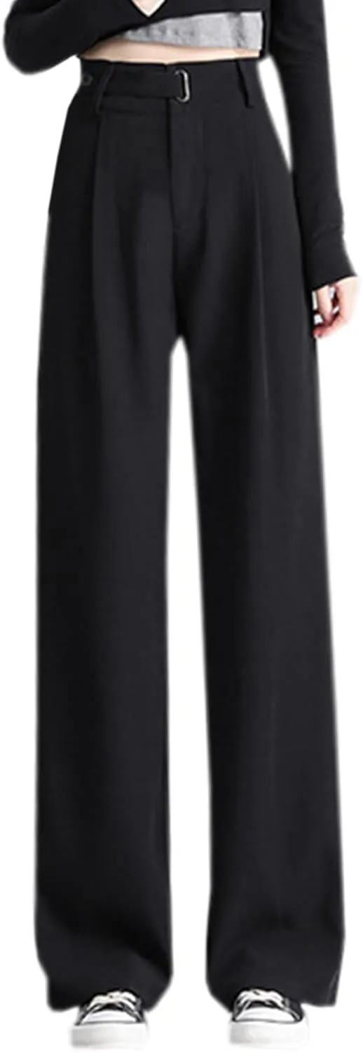 Betusline Women's Wide Leg Pants Business Casual Straight Office Trousers for Women, X-Small-3X-Large