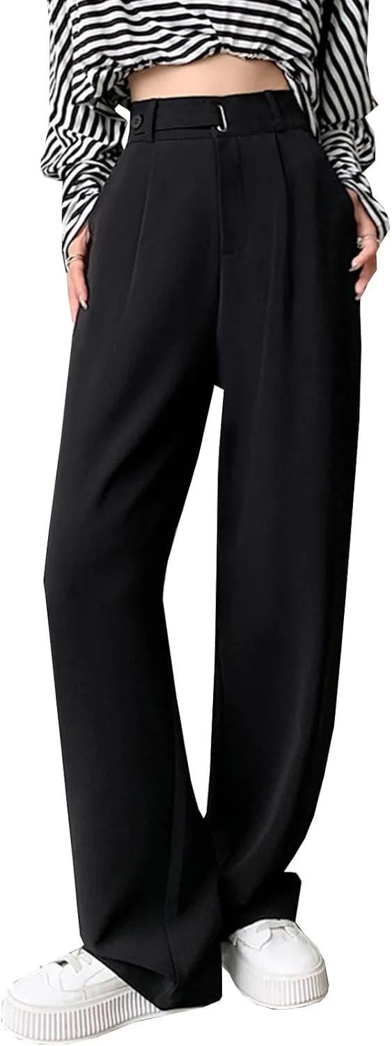 Betusline Women's Wide Leg Pants Business Casual Straight Office Trousers for Women, X-Small-3X-Large