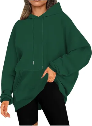 Binmer Oversized Hoodie for Women Sweatshirt Fall Fashion 2024 Outfit Trendy Fleece Pullover Casual Long Sleeve Tops w/Pocket