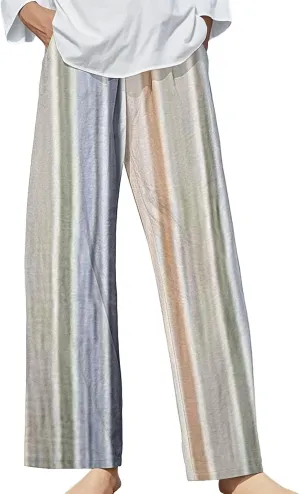 Boho Chic Linen Pants Women Split Hem Wide Leg Trousers with Hidden Elastic Waistband Summer 2025