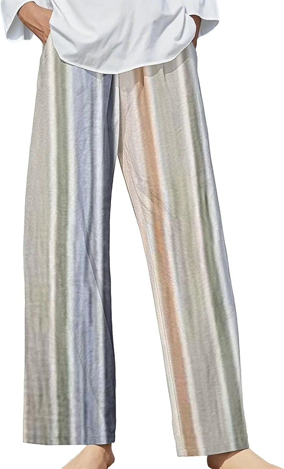 Boho Chic Linen Pants Women Split Hem Wide Leg Trousers with Hidden Elastic Waistband Summer 2025