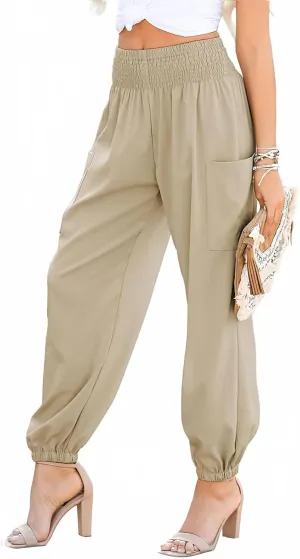 Boho Pants for Women Harem Pants High Waist Cargo Pant Summer Loose Trousers Business Casual Trousers Elephant Trouser
