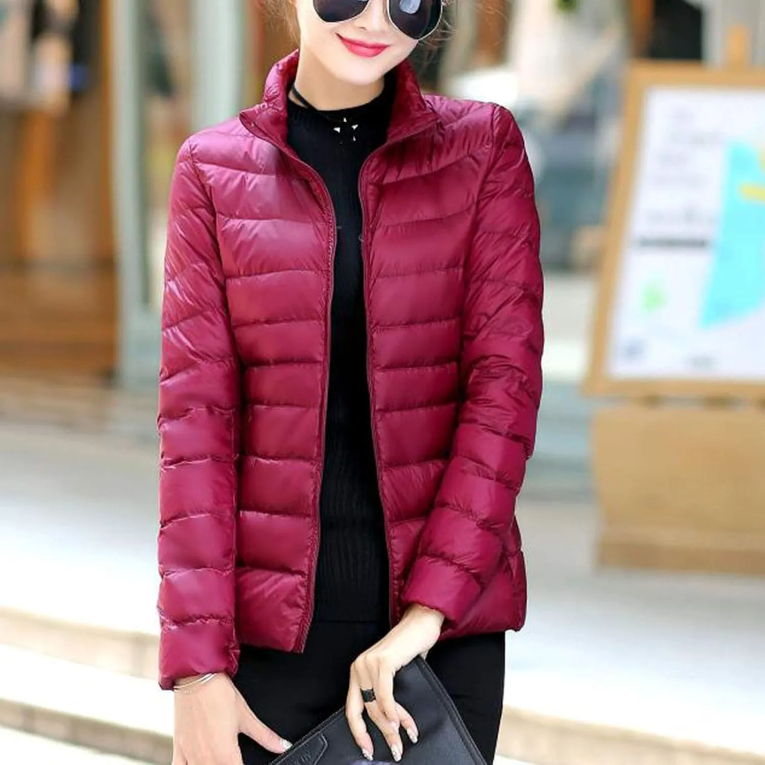 BOXIACEY Puffer Jackets for Women Lightweight Down Jacket Packable Winter Warm Coats Puffy Jacket with Stand Collar