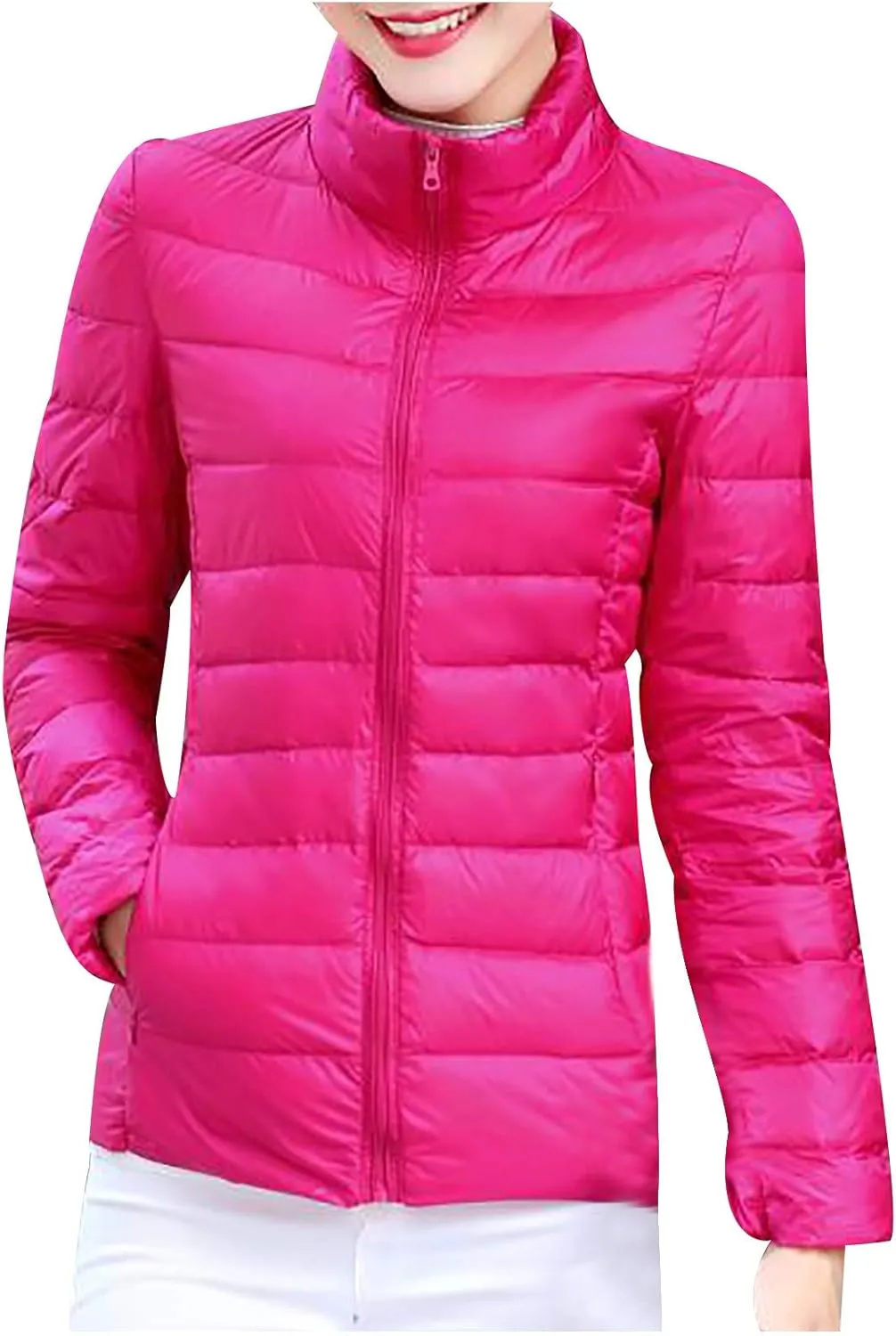 BOXIACEY Puffer Jackets for Women Lightweight Down Jacket Packable Winter Warm Coats Puffy Jacket with Stand Collar