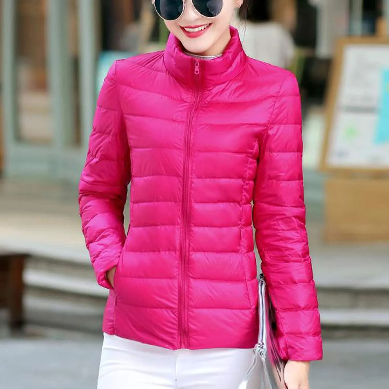 BOXIACEY Puffer Jackets for Women Lightweight Down Jacket Packable Winter Warm Coats Puffy Jacket with Stand Collar
