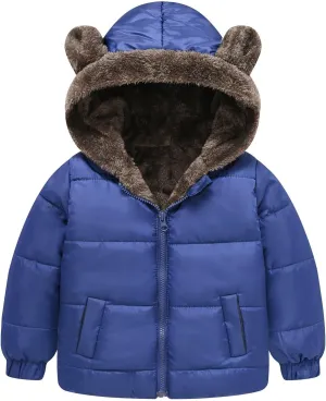 Boys And Girls Middle Children Solid Color Ears Cute Pocket Short Cotton Padded Children's Coat Toddler Winter Coat