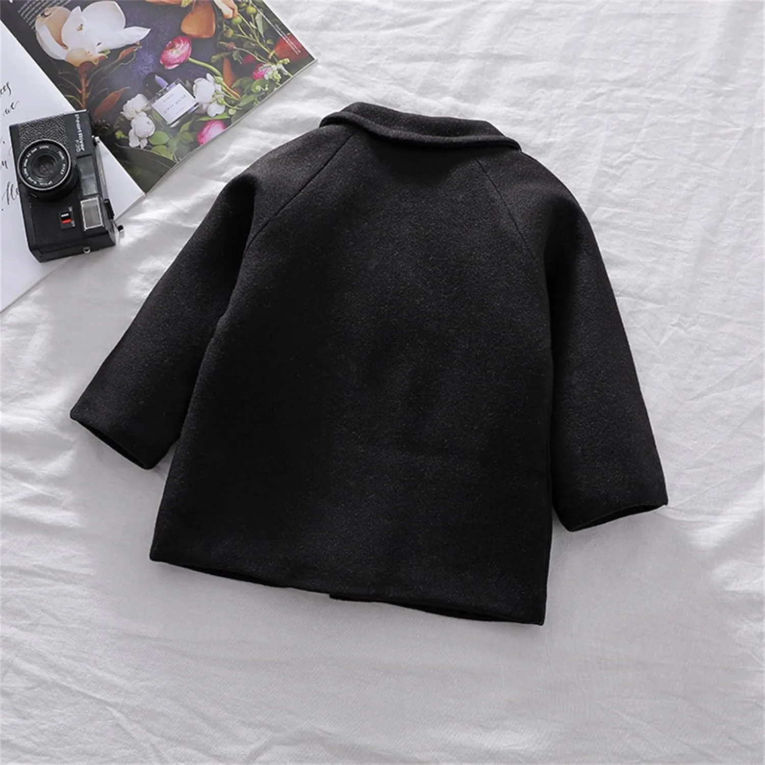 Boys Notch Lapel Double Breasted Long Trench Coat Casual Classic Peacoat Toddler Winter Collar Elegant Large Jacket