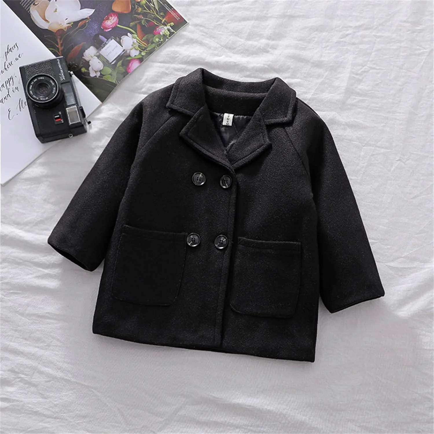Boys Notch Lapel Double Breasted Long Trench Coat Casual Classic Peacoat Toddler Winter Collar Elegant Large Jacket