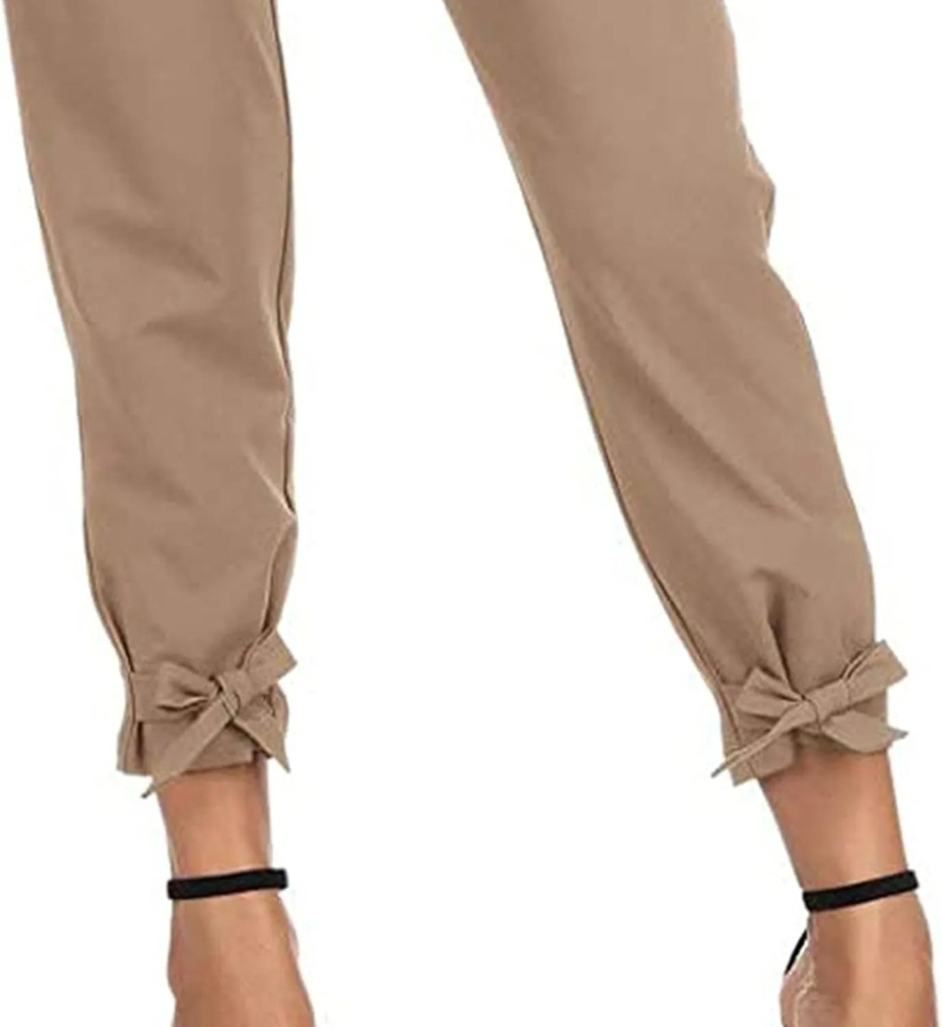 Business Casual Outfits for Women High Waist Pencil Pants with Pockets Bow-Knot Cropped Paper Bag Pants for Work