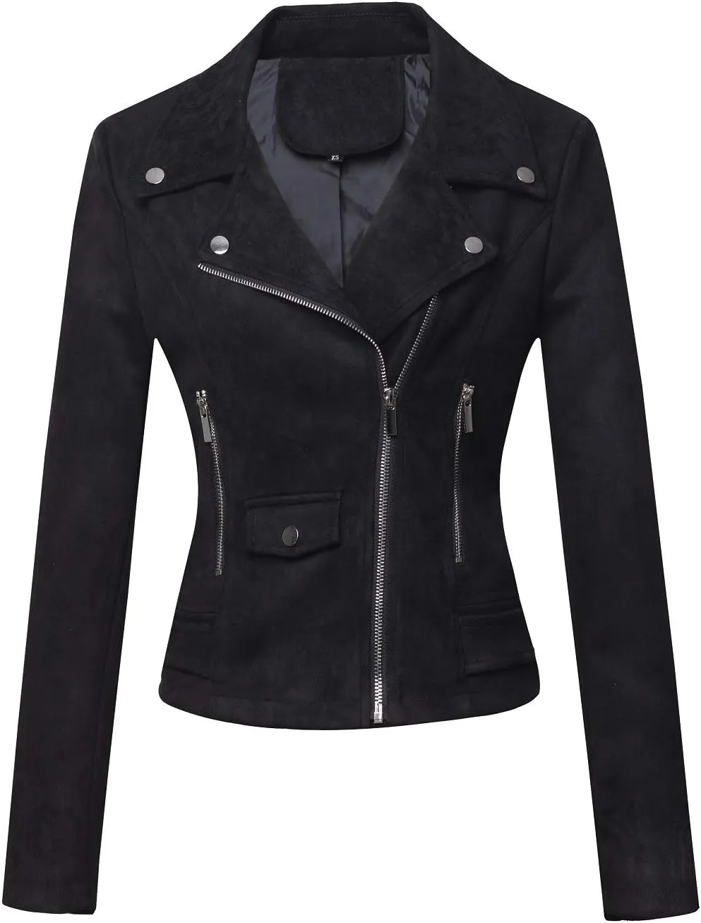 CHARTOU Women's Fall 2023 Fashion Faux Suede Leather Casual Moto Biker Jacket Coats