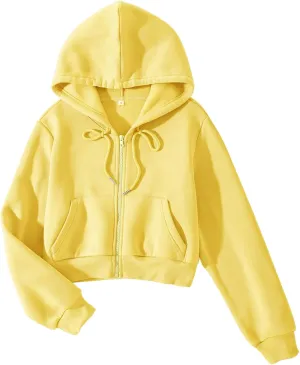 Cioatin Women Fleece Zip Up Crop Hoodies Sweatshirt Y2K Fall Trendy Long Sleeve Athletic Workout Pullover Jacket Sweater
