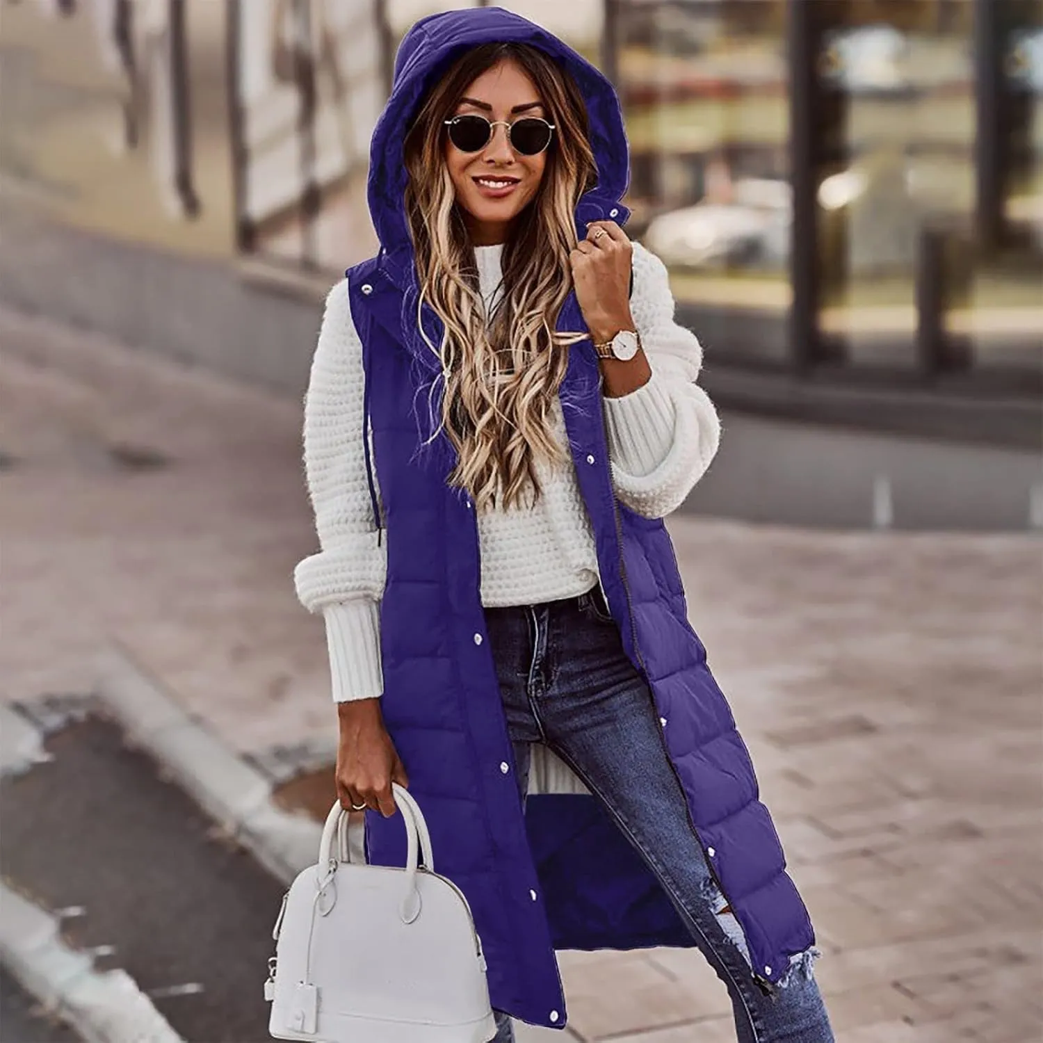 COTECRAM Puffer Jacket Womens Plu Size Long Sleeve Packable Hooded Winter Coat Casual Warm Down Jackets Quilted Outerwear