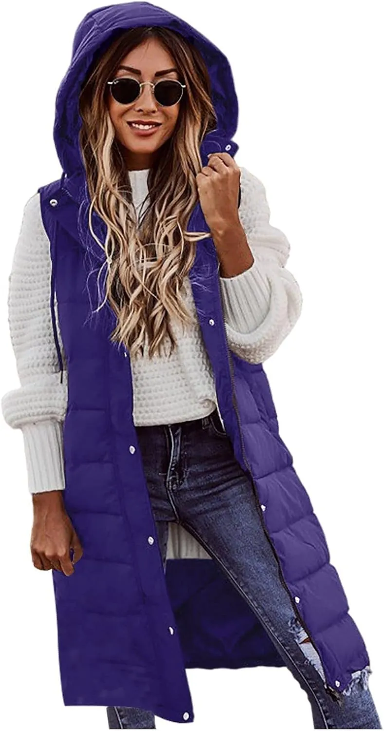 COTECRAM Puffer Jacket Womens Plu Size Long Sleeve Packable Hooded Winter Coat Casual Warm Down Jackets Quilted Outerwear