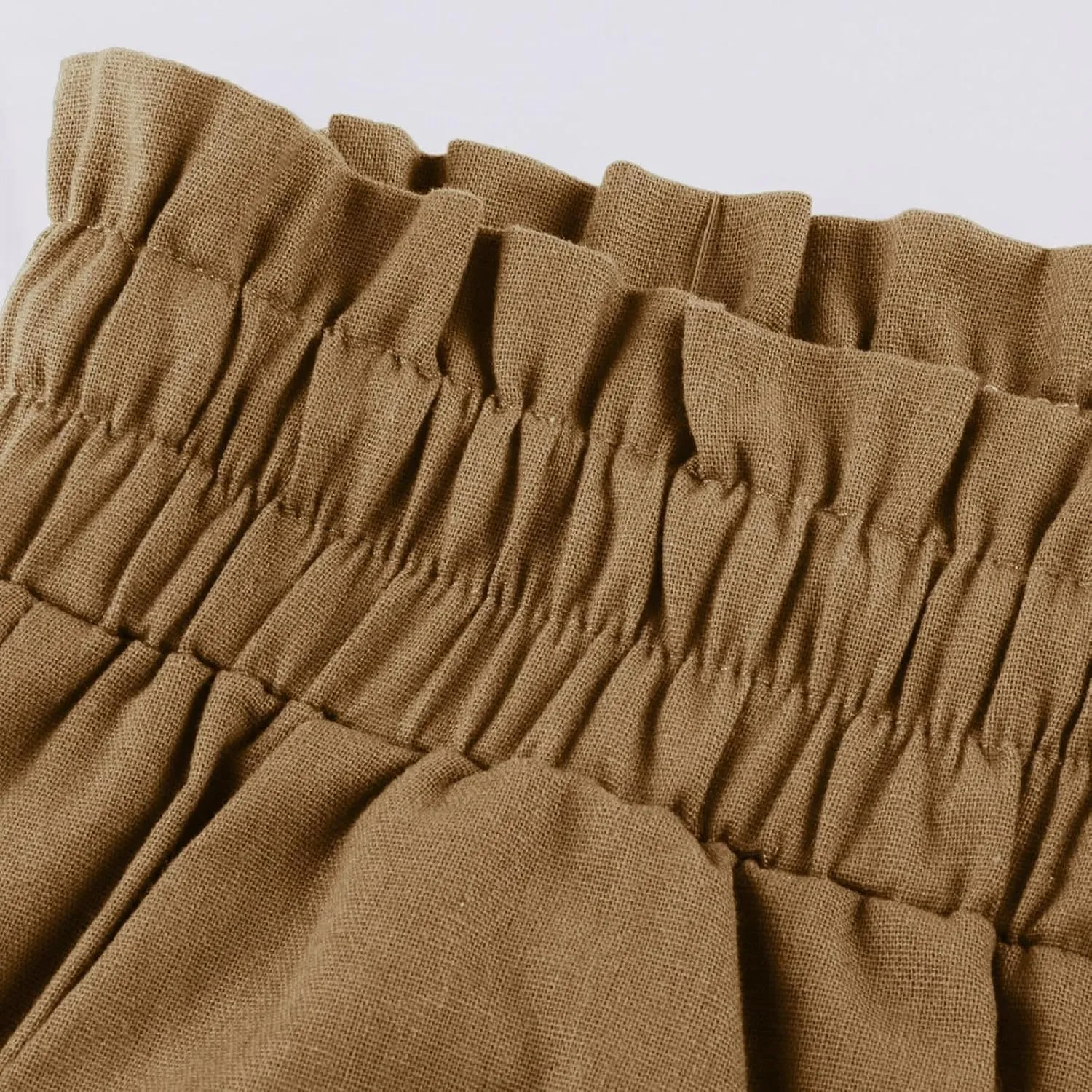 Cropped Wide Leg Linen Pants for Women Drawstring Elastic Waist Paperbag Pants Casual Loose Summer Beach Trousers