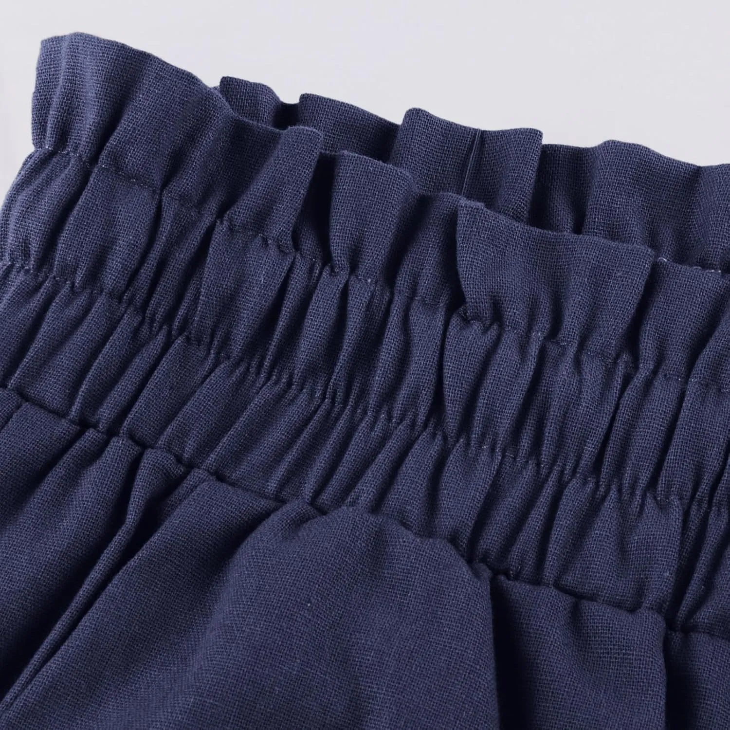 Cropped Wide Leg Linen Pants for Women Drawstring Elastic Waist Paperbag Pants Casual Loose Summer Beach Trousers