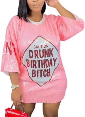 cu4eve Sequin T Shirt Dress for Women, Women's Summer Sparkly Glitter Short Sleeve Midi T-Shirt Dress Plus Size Loose Blouse