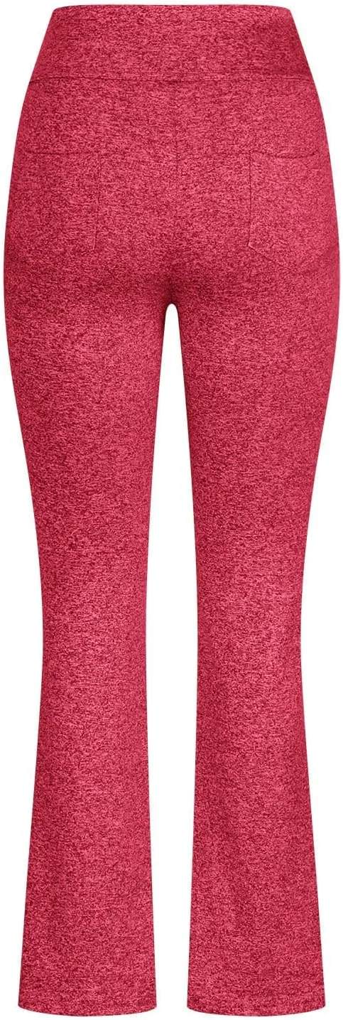 DDAPJ pyju Wide Leg Yoga Pants for Women Y2k High Waist Flare Pants Soft Comfy Athletic Workout Pants Trousers with Pockets