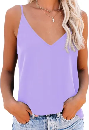Diosun Women's V Neck Spaghetti Strappy Tank Tops Sexy Casual Loose Sleeveless Shirts Camisole