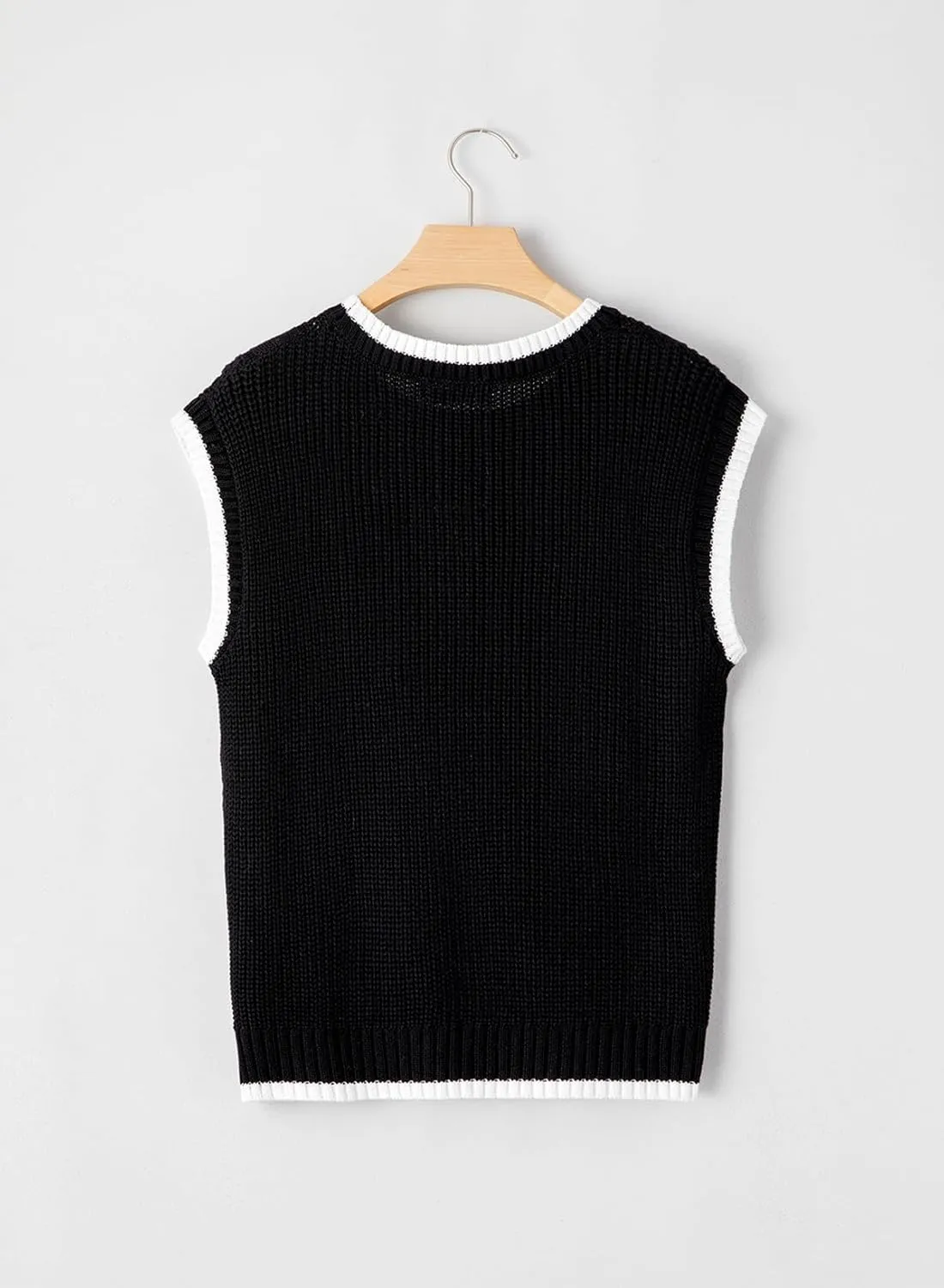 Dokotoo Tank Tops for Women Round Neck Cap Sleeve Color Block Cable Knit Womens Tank Tops Sweater Vest Women
