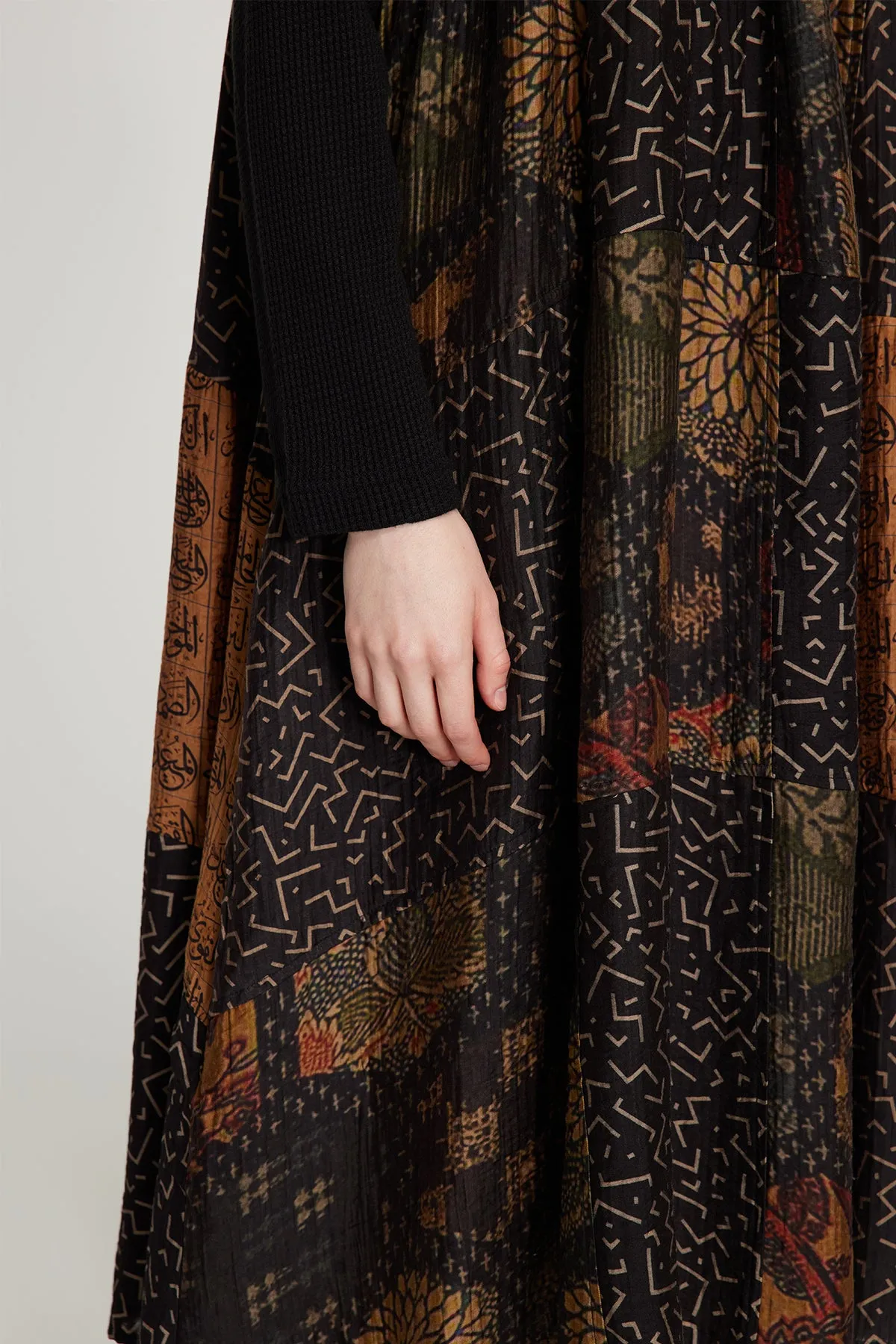 Ethnic Print Retro Maxi Split Dress
