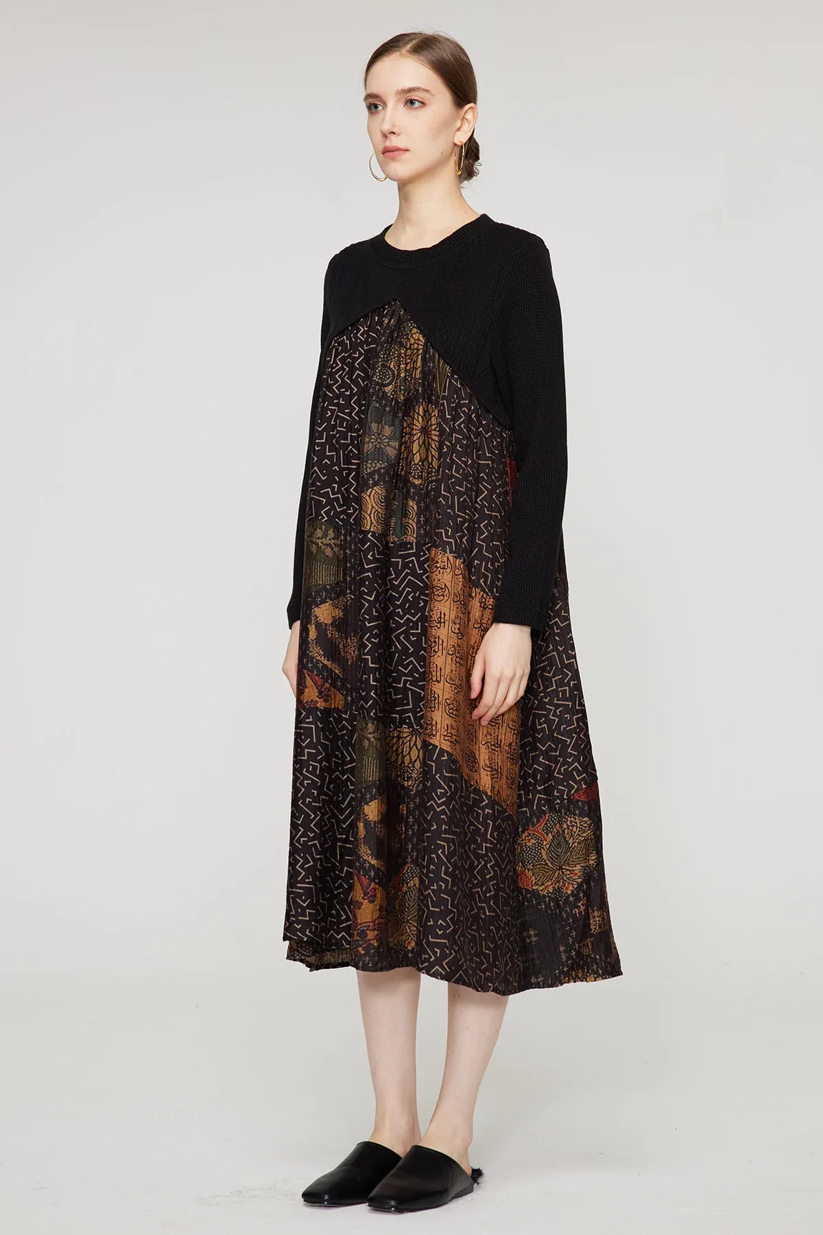 Ethnic Print Retro Maxi Split Dress