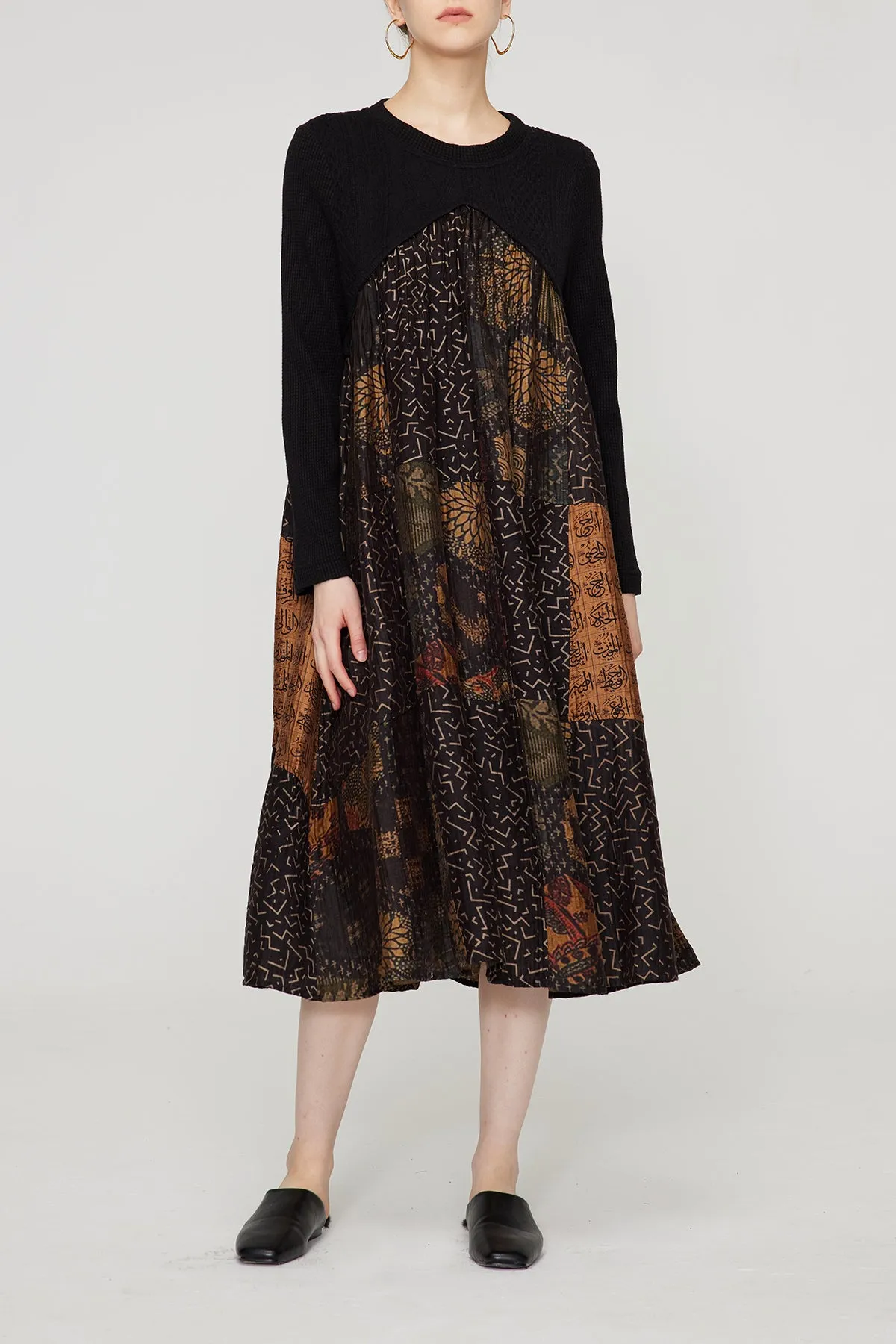 Ethnic Print Retro Maxi Split Dress