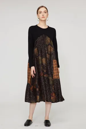 Ethnic Print Retro Maxi Split Dress
