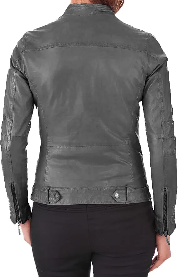 Faux Leather Jacket for Women, Vegan Jackets Motocycle Coat Moto Biker Outwear Coat Zip Up Fitted Slim Coat
