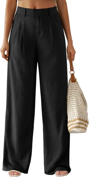 Feiersi Women's Wide Leg Pants Casual High Waisted Slacks Straight Dressy Pants Palazzo Trousers with Pockets