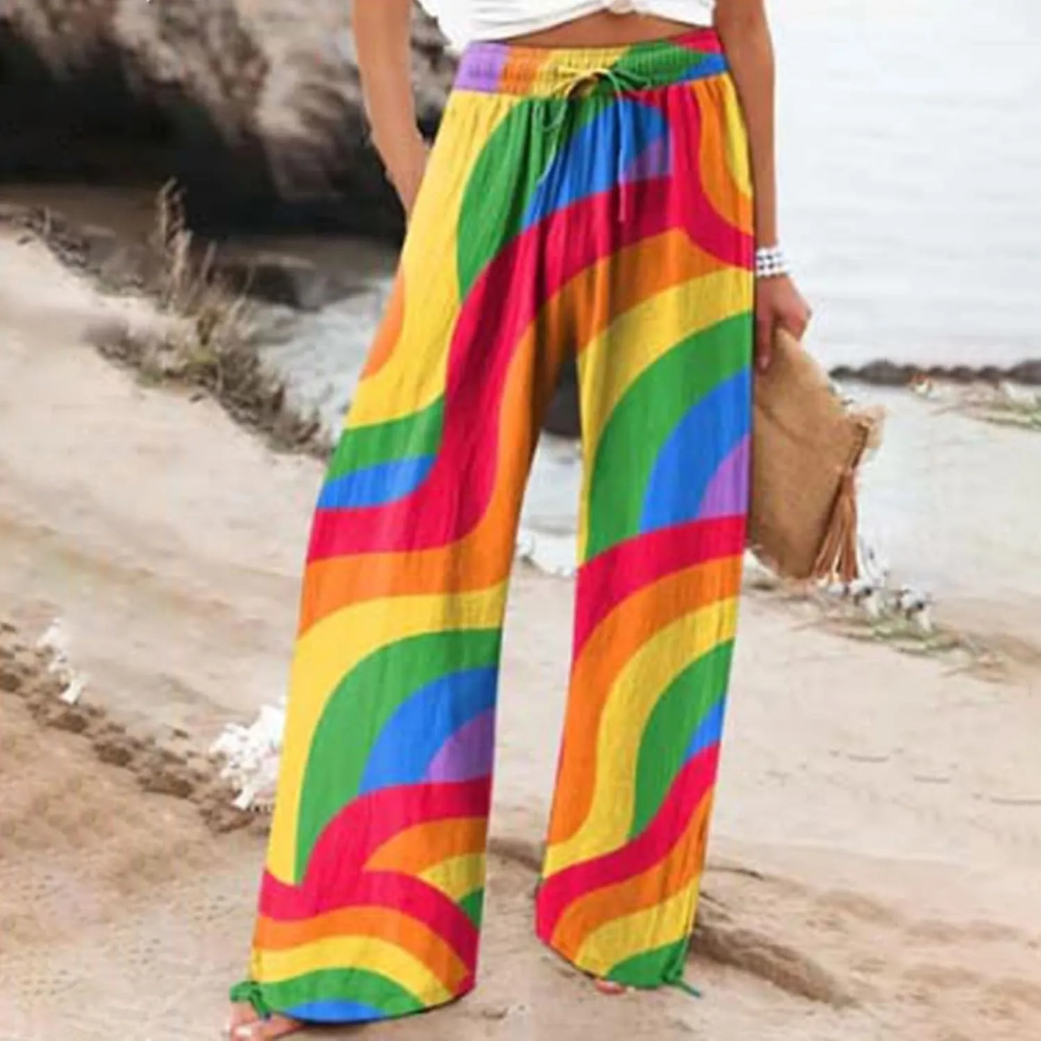 Flare Linen Pants for Women Spring Plus Size Cotton Linen Pant Womens Loose Linen Yoga Trousers