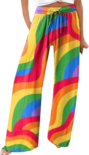 Flare Linen Pants for Women Spring Plus Size Cotton Linen Pant Womens Loose Linen Yoga Trousers