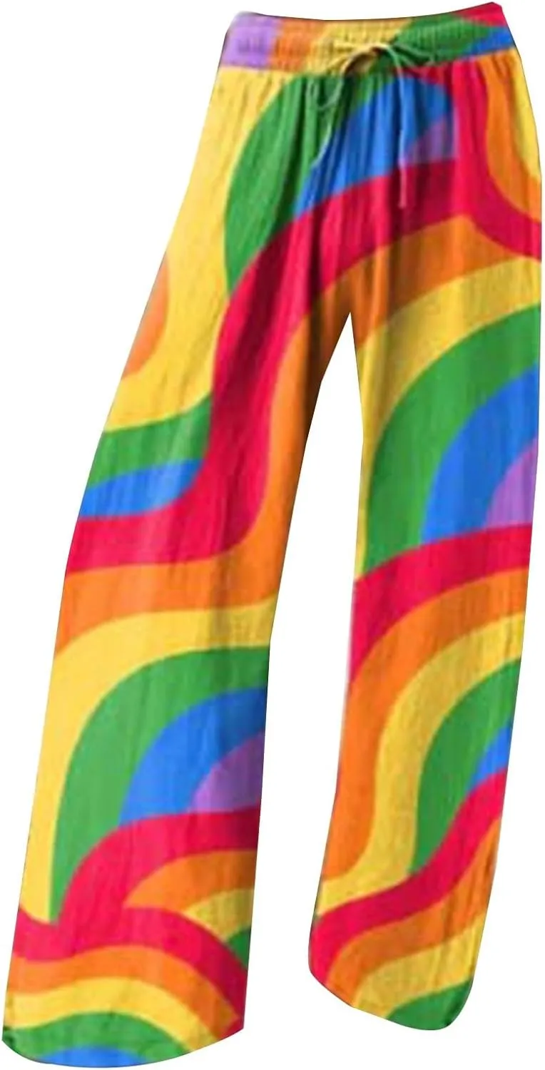 Flare Linen Pants for Women Spring Plus Size Cotton Linen Pant Womens Loose Linen Yoga Trousers