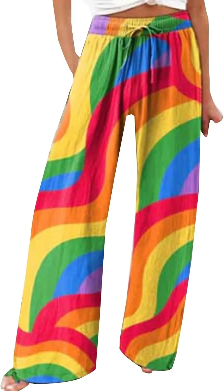 Flare Linen Pants for Women Spring Plus Size Cotton Linen Pant Womens Loose Linen Yoga Trousers