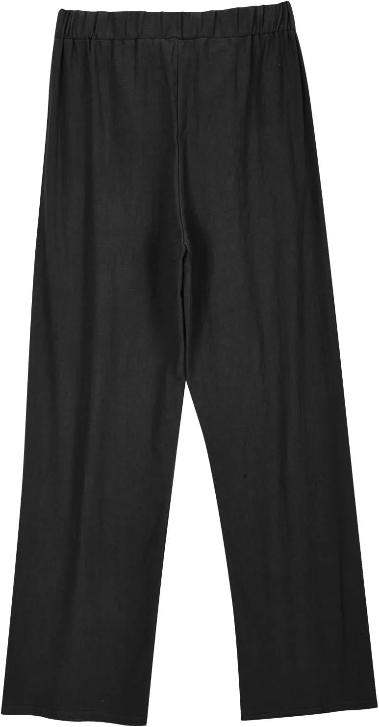 FZYLQY Womens High-Waisted Linen Trousers with Bow Tie Elastic Waist Casual Wide-Leg Pants for Spring and Summer 2025