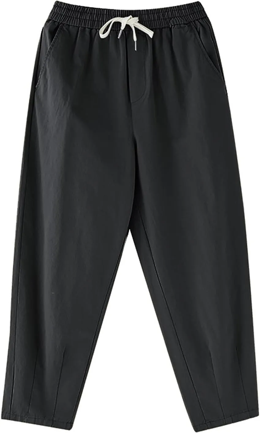 FZYLQY Womens Linen Jogger Pants Drawstring Elastic Waist Trousers Casual Loose Fit Slacks with Pockets for Summer