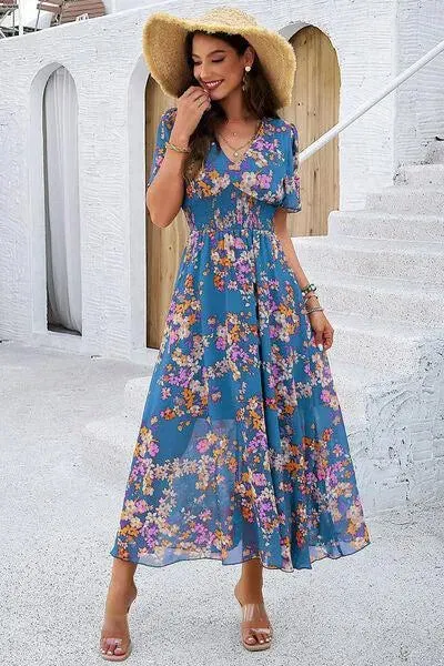 Get Ready for Summer: Smocked Floral V-Neck Dress