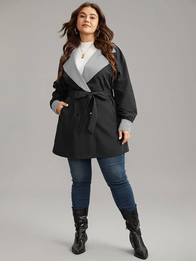 Gingham Patchwork Belted Pocket Coat