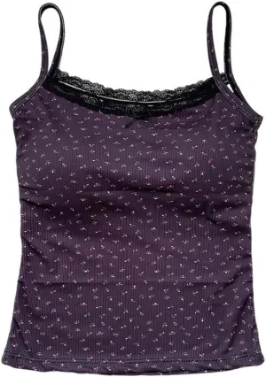 Girls Floral Print Camisole Crop Top Sleeveless Built-in Bra Teen Bralette Slim Fit Cami Tops for Women Girls
