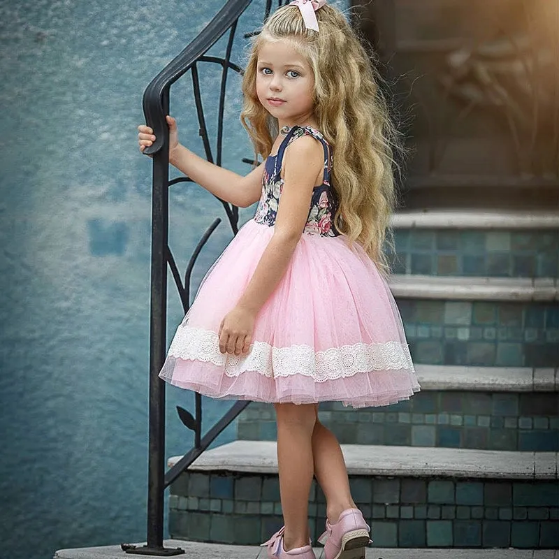 Girls Spaghetti Tie Straps Tulle Dress - ONLY 3 LEFT !!!