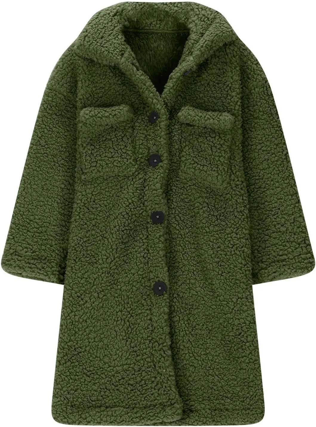 Girls Winter Long Coat Thick Warm Sherpa Teddy Jacket Casual Button Down Fleece Overcoat Faux Fur Outwear 3-12 Years