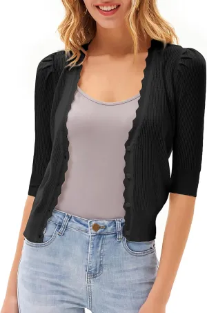 GRACE KARIN Womens Sweater Cropped Cardigan Knit Shrugs for Dresses Tops Button Down Lightweight Soft